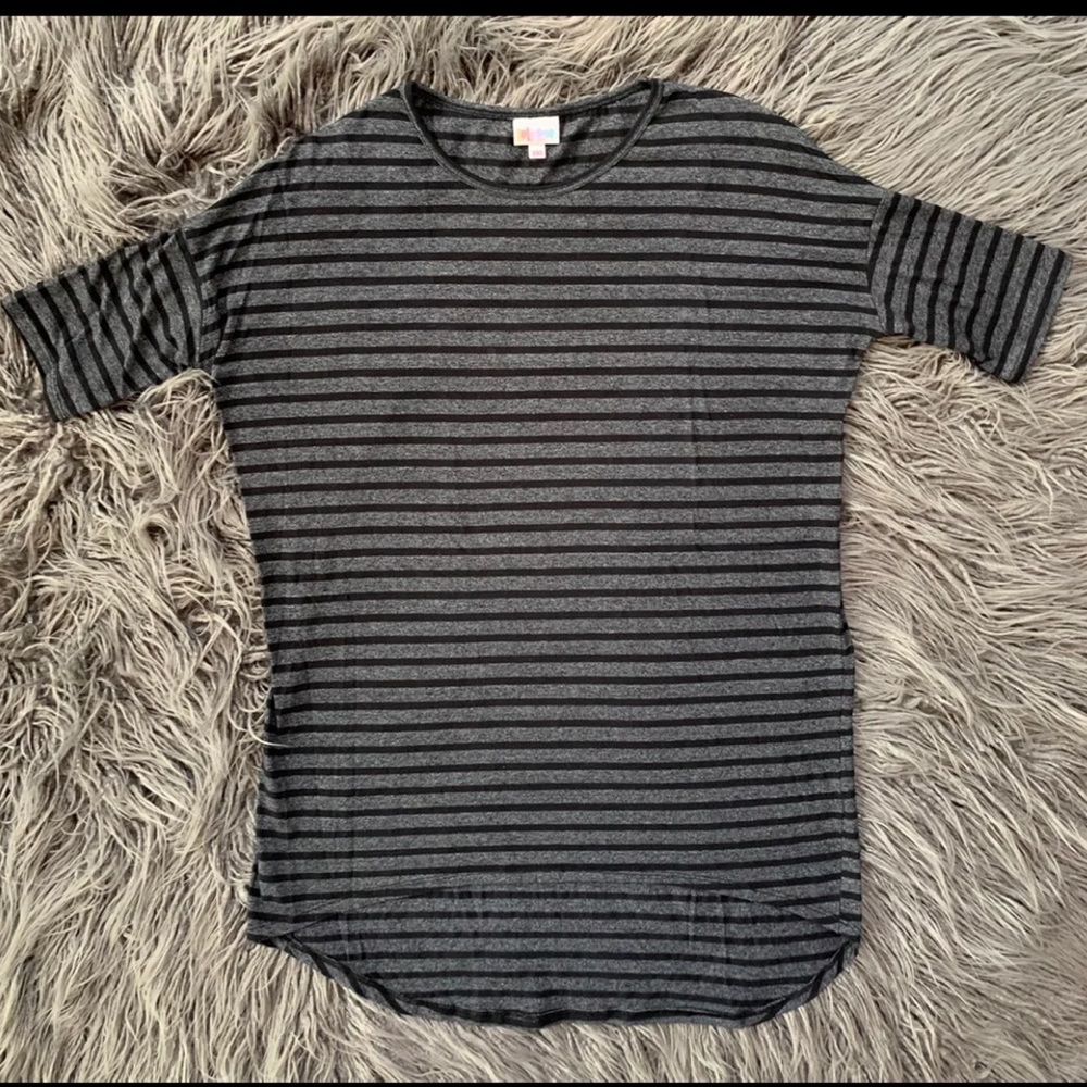 LuLaRoe Irma XXS Gray/Black Stripe